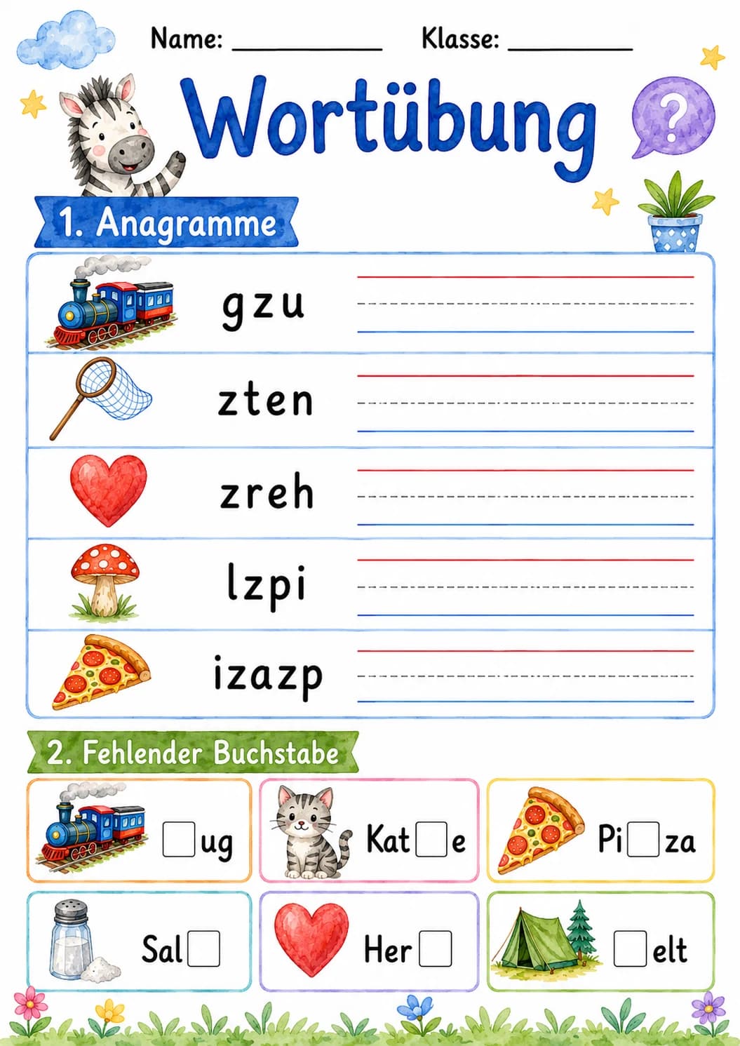 German Letter Z Phonics Worksheets Pack page 6 printable worksheet preview