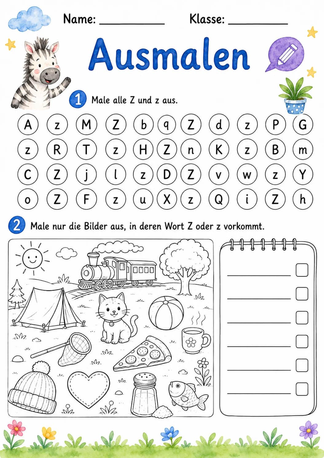 German Letter Z Phonics Worksheets Pack page 9 printable worksheet preview