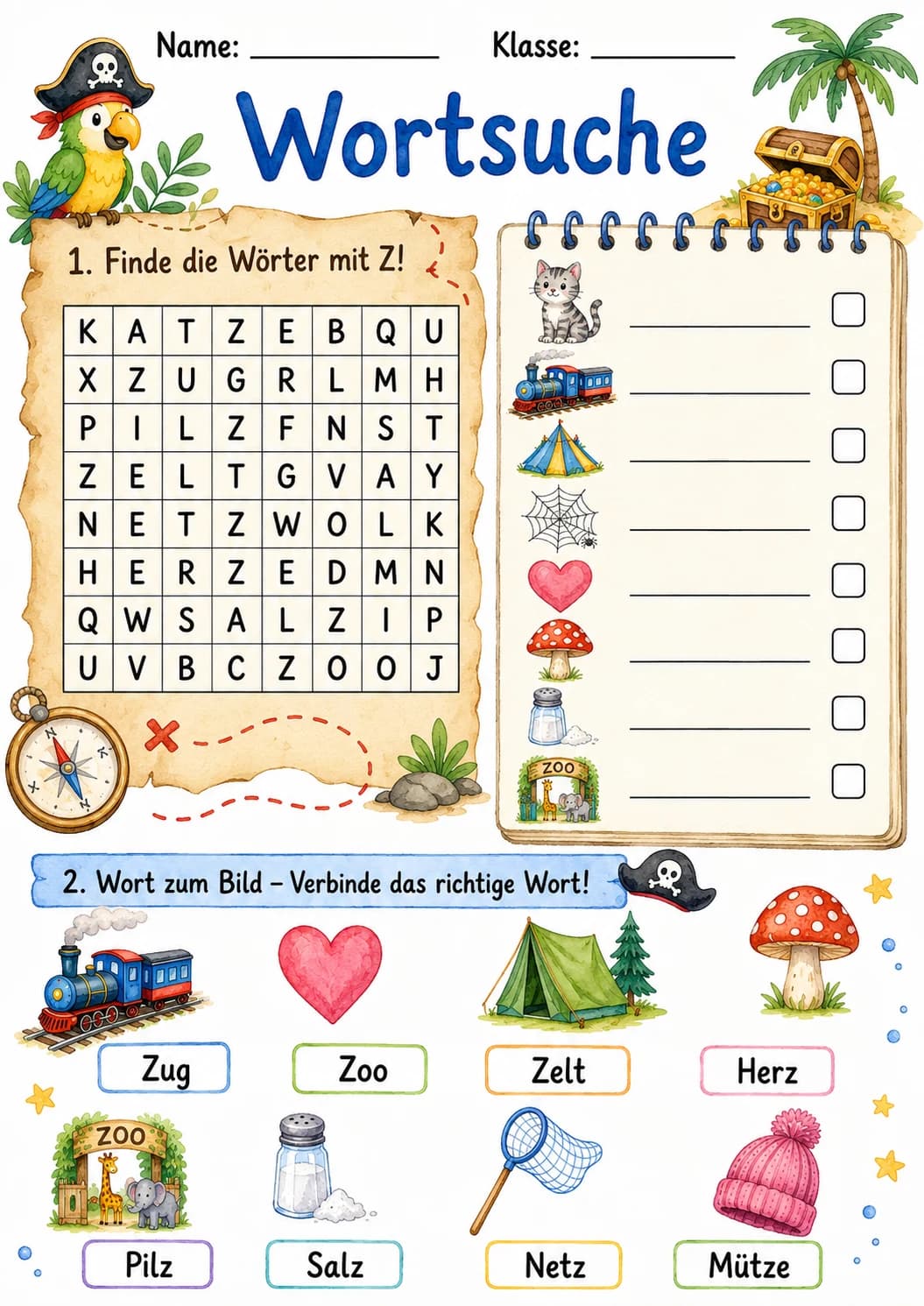 German Letter Z Phonics Worksheets Pack page 10 printable worksheet preview