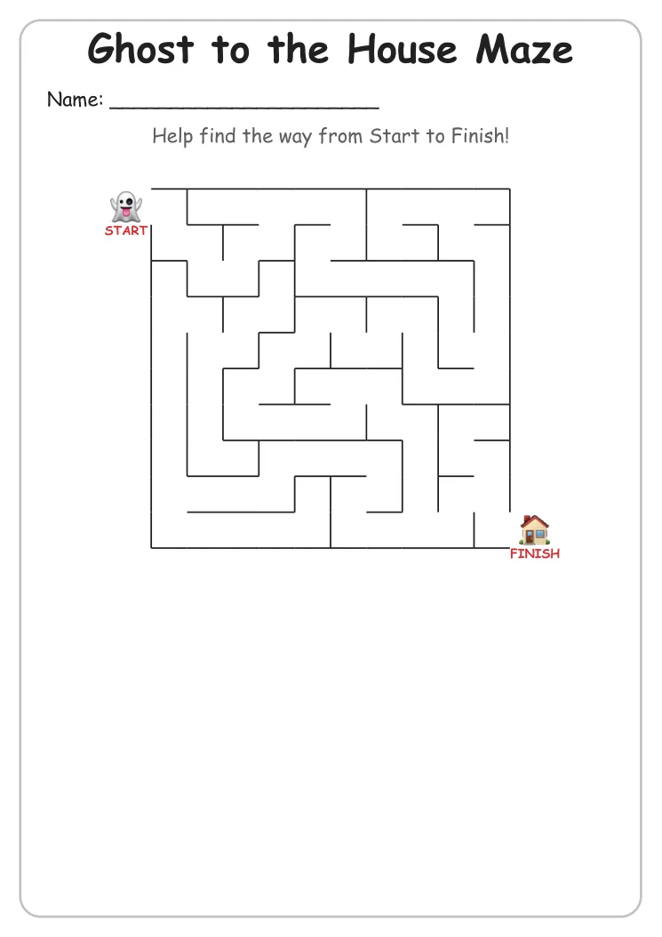 Ghost to the House maze for Grade 1