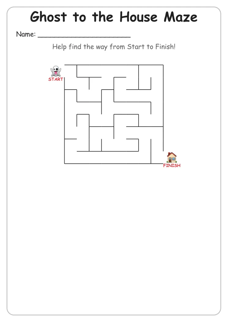 Ghost to the House maze for Kindergarten