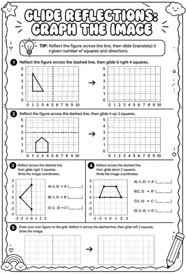 Glide reflections: graph the image