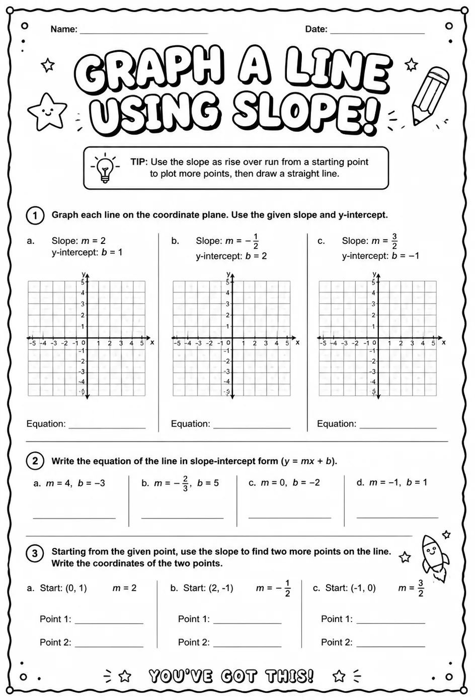 Graph a line using slope