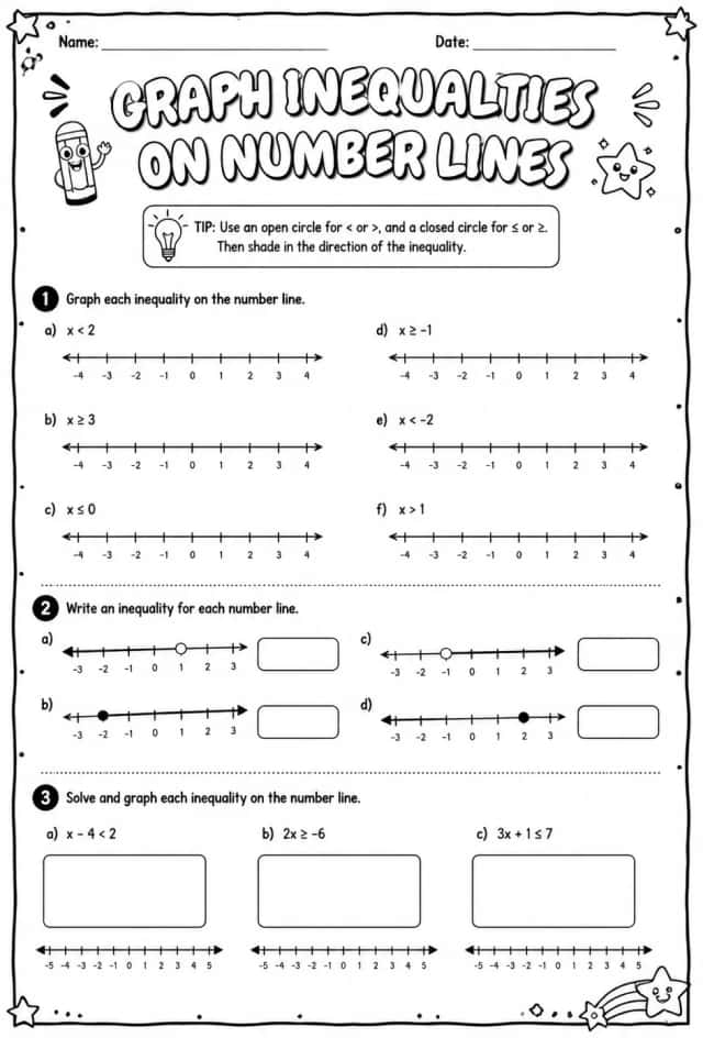 Graph inequalities on number lines
