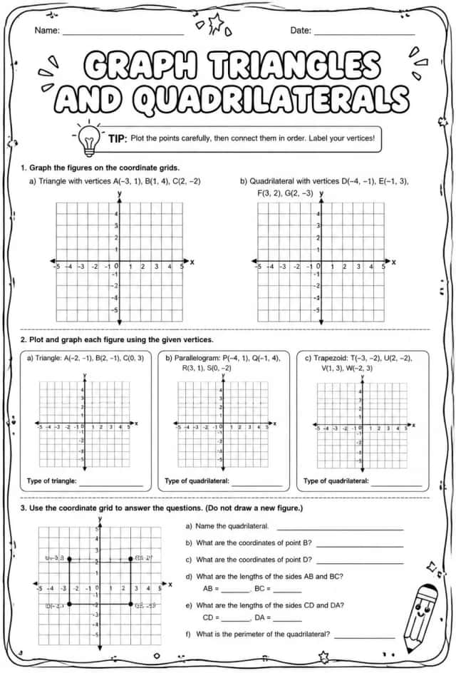 Graph triangles and quadrilaterals