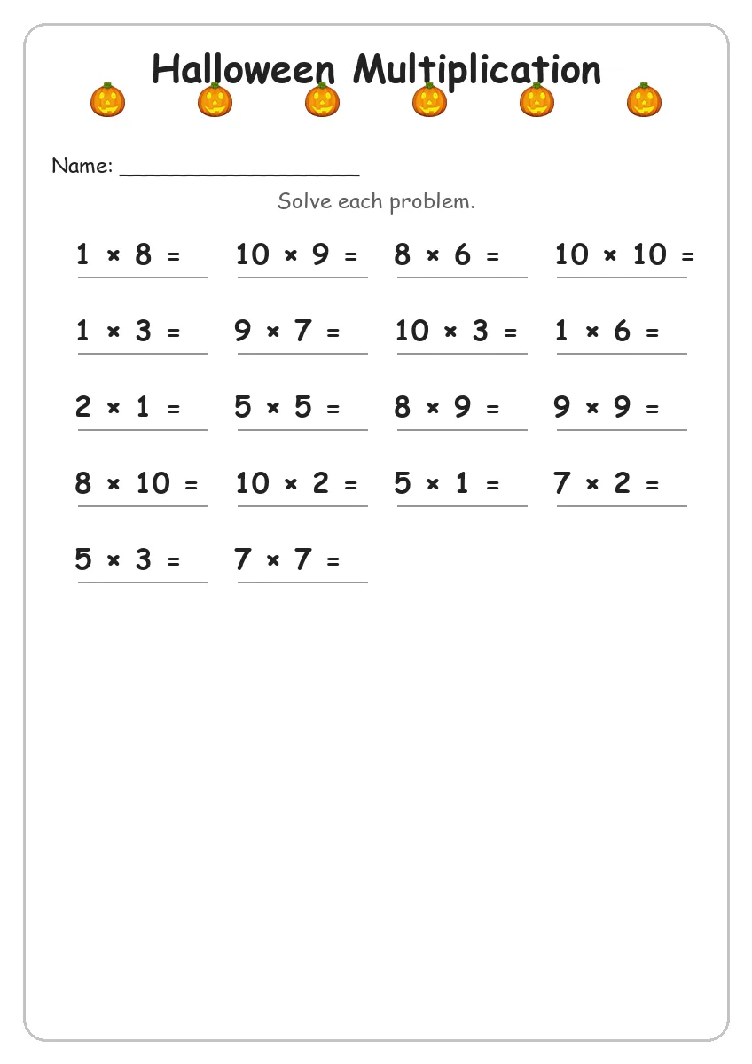 Halloween Multiplication (Grade 3)