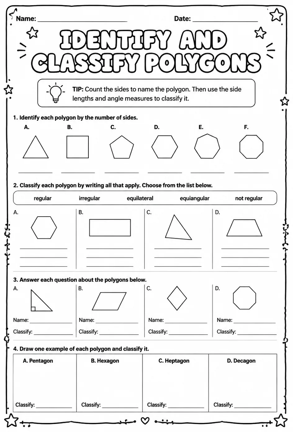 Identify and classify polygons