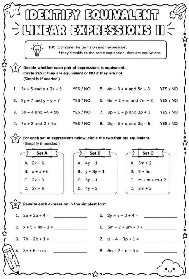 Identify equivalent linear expressions II