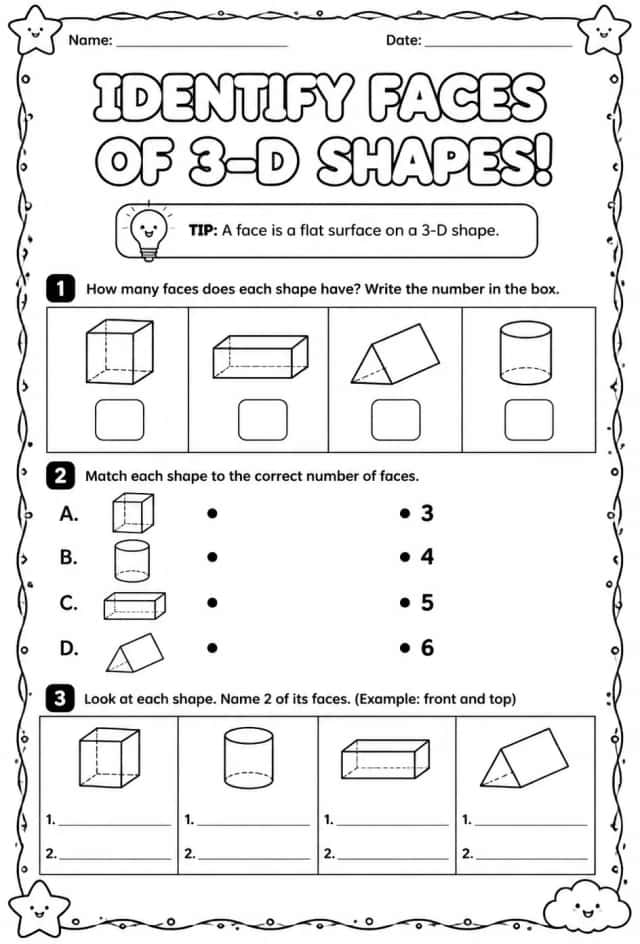 Identify faces of three-dimensional shapes