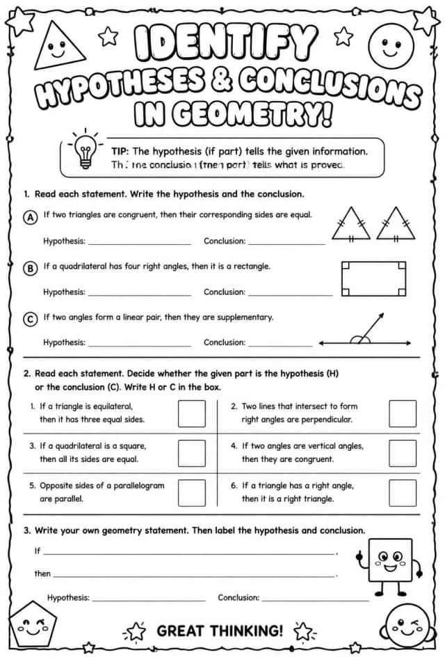 Identify hypotheses and conclusions