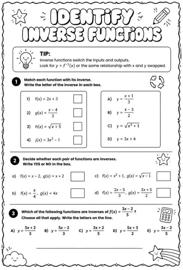 Identify inverse functions