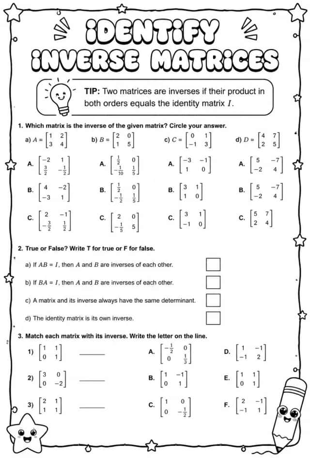 Identify inverse matrices