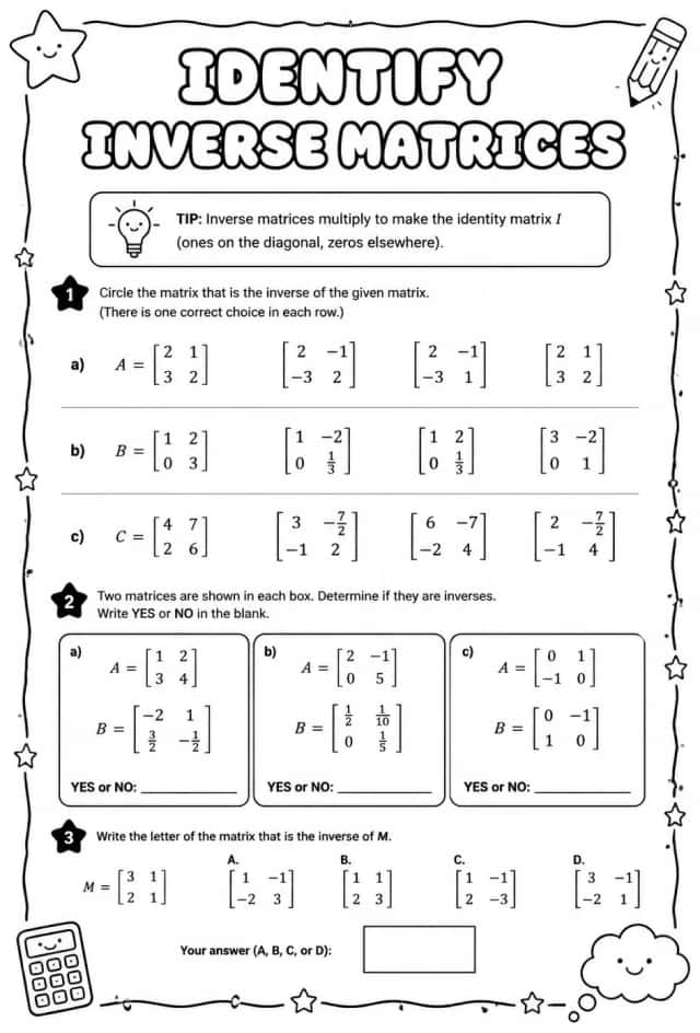 Identify inverse matrices