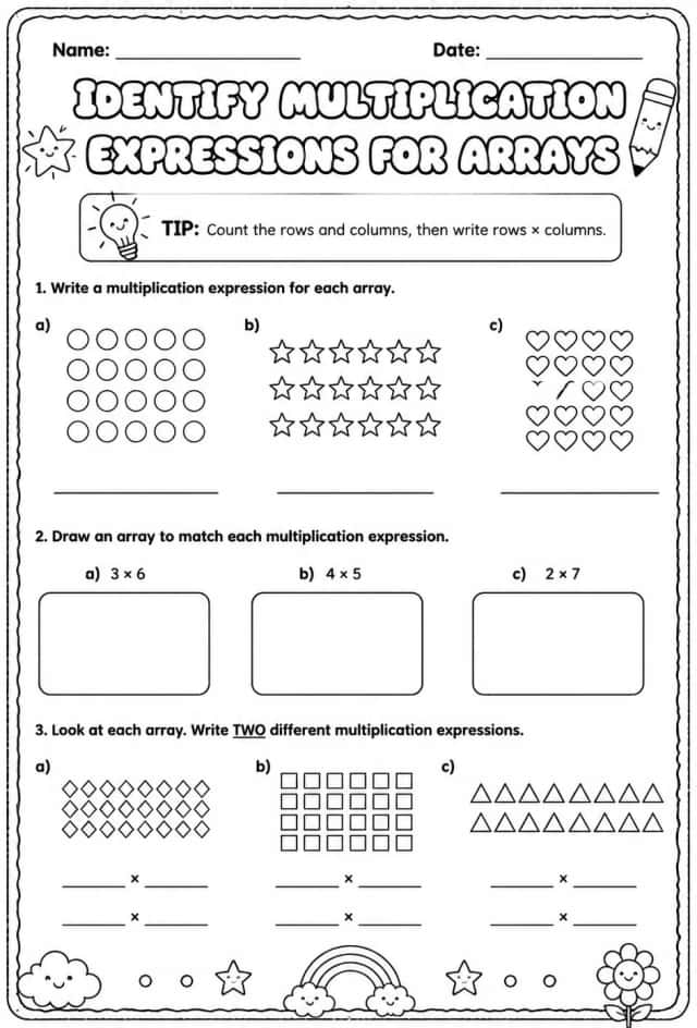 Identify multiplication expressions for arrays