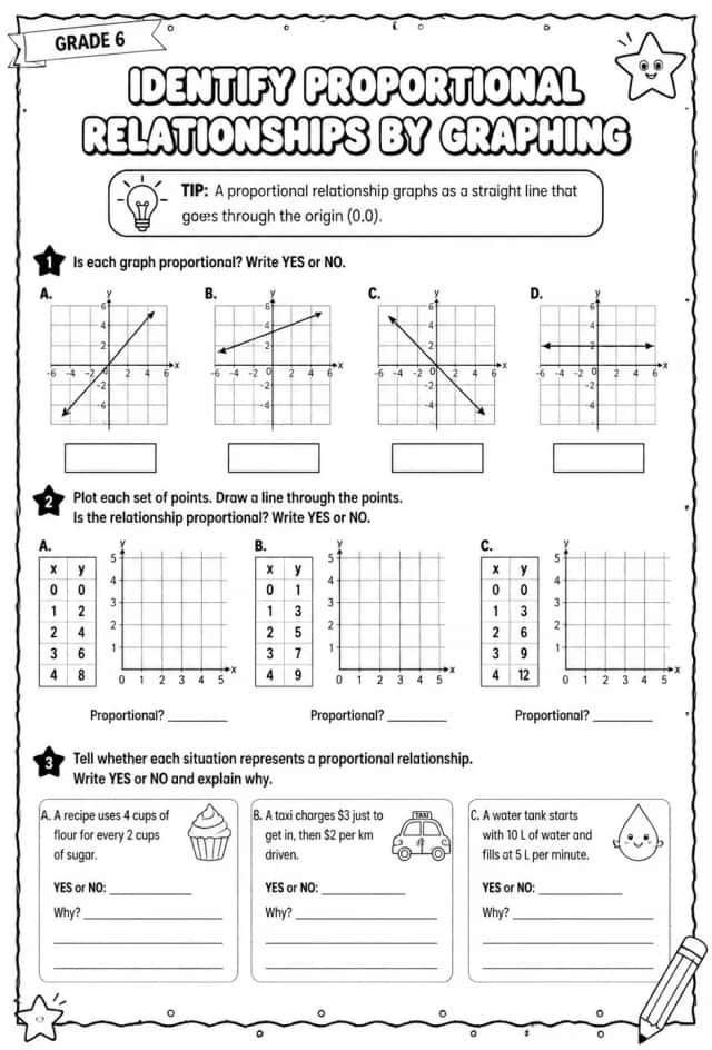 Identify proportional relationships by graphing