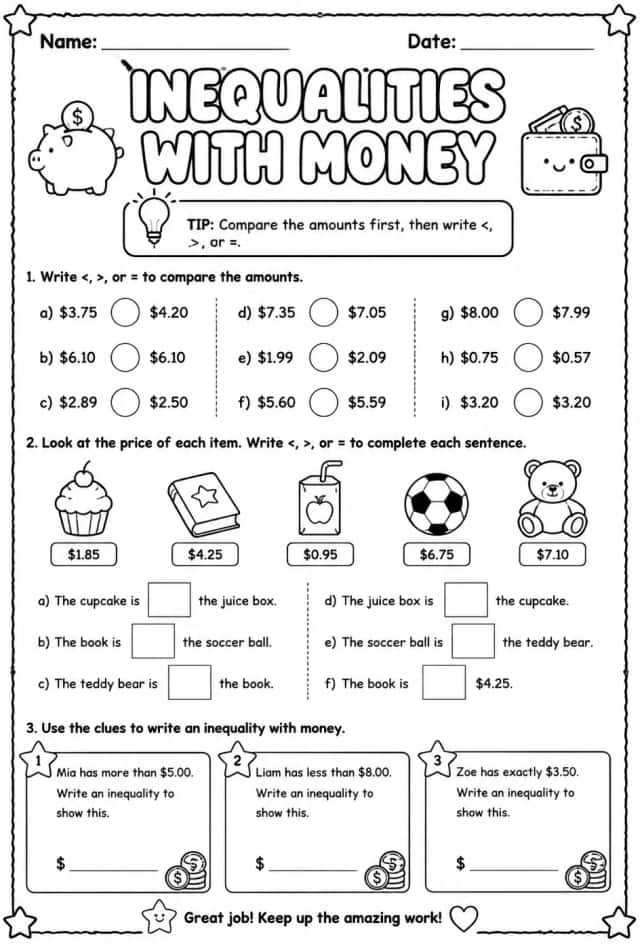 Inequalities with money
