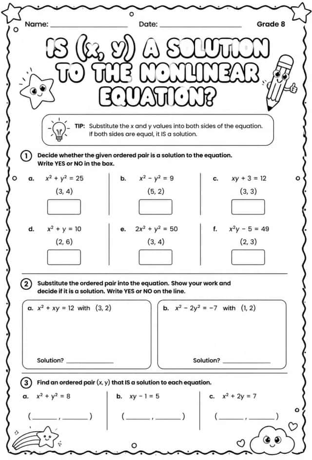 Is (x, y) a solution to the nonlinear equation?
