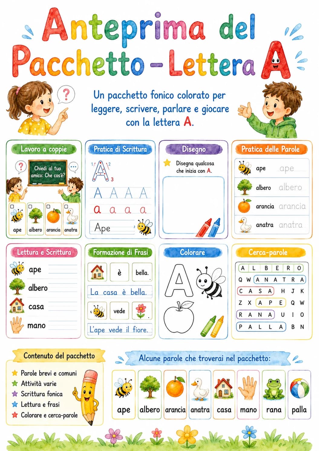 Italian Letter A Phonics Worksheets Pack page 2 printable worksheet preview