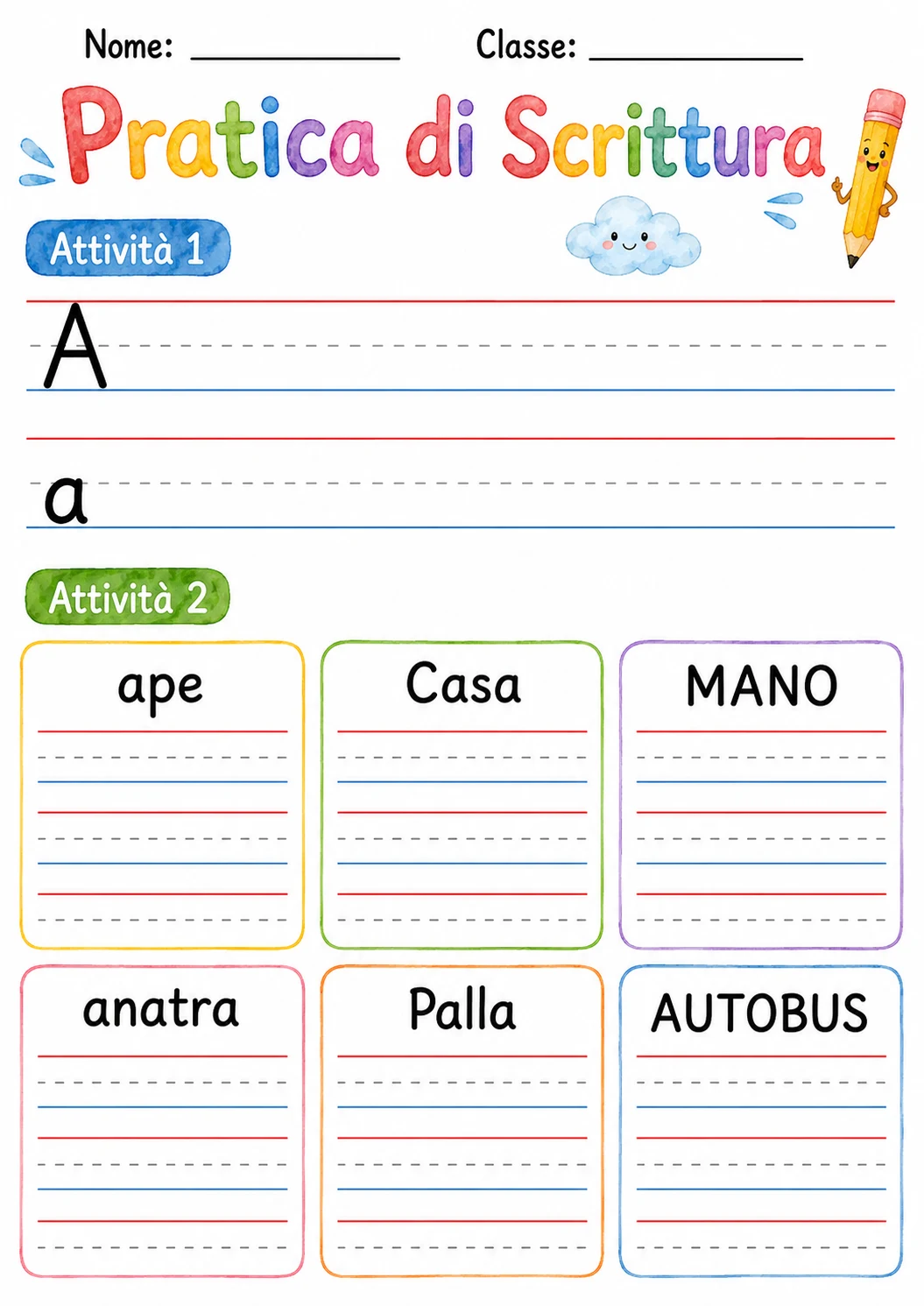 Italian Letter A Phonics Worksheets Pack page 4 printable worksheet preview