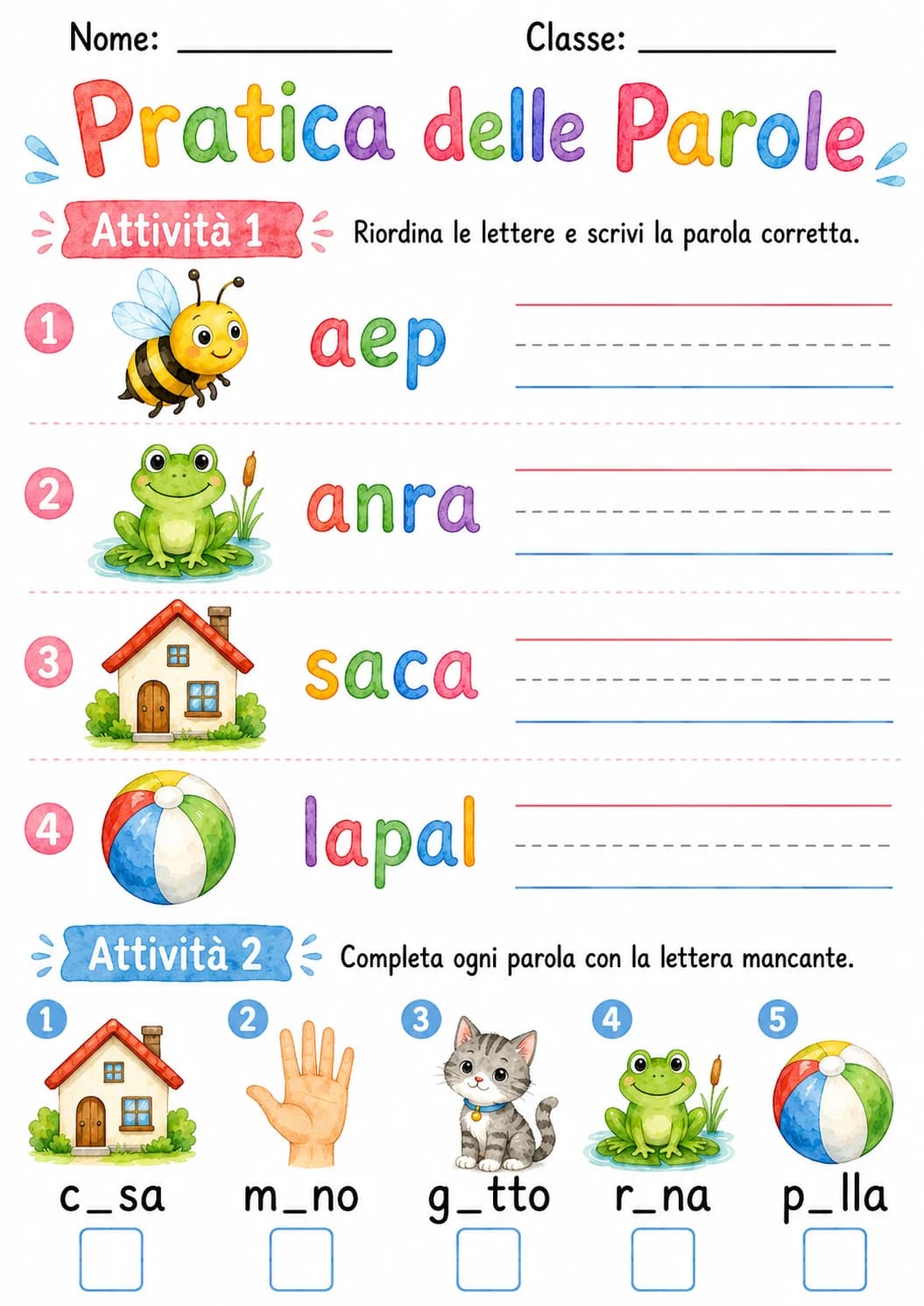 Italian Letter A Phonics Worksheets Pack page 6 printable worksheet preview