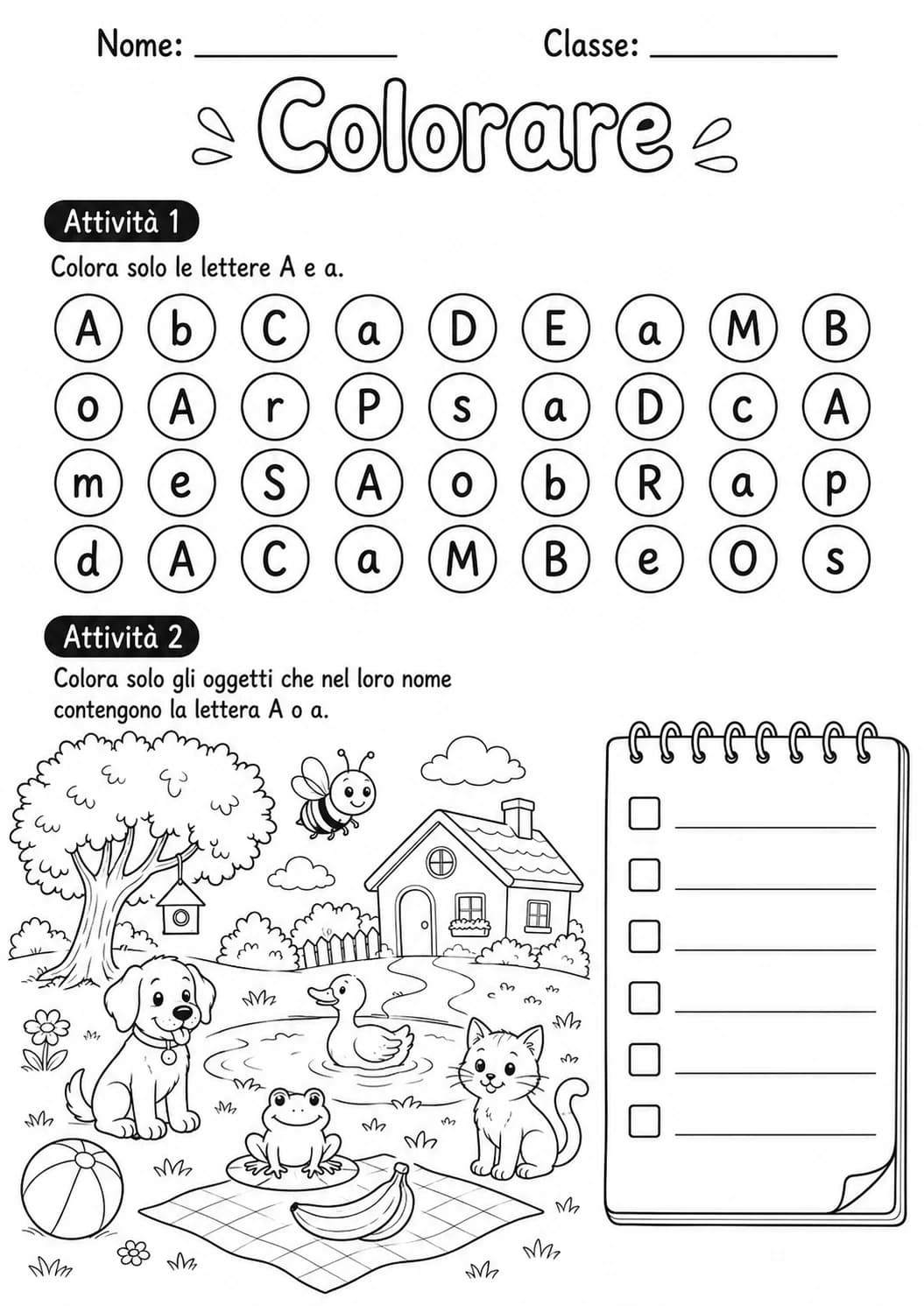 Italian Letter A Phonics Worksheets Pack page 9 printable worksheet preview