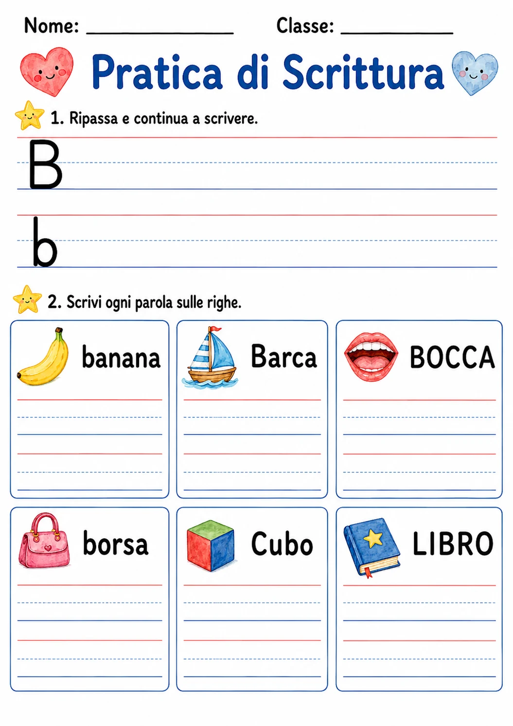 Italian Letter B Phonics Worksheets Pack page 4 printable worksheet preview