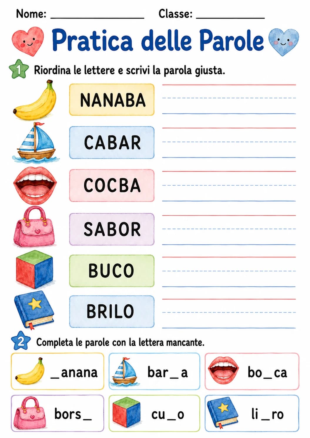 Italian Letter B Phonics Worksheets Pack page 6 printable worksheet preview