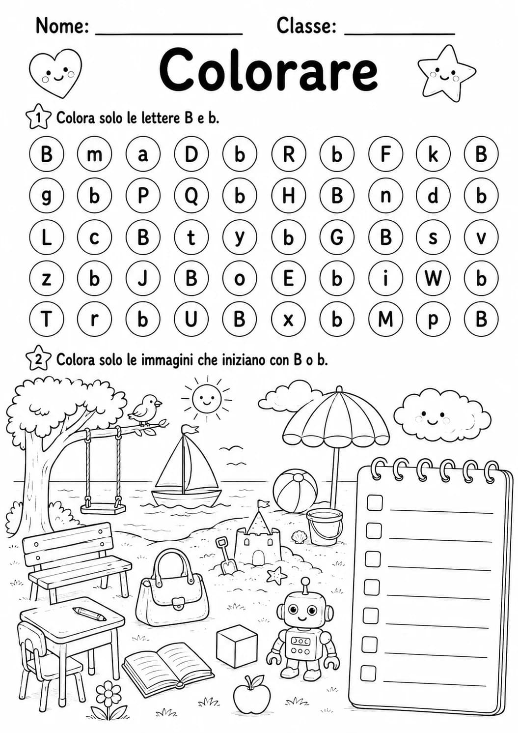 Italian Letter B Phonics Worksheets Pack page 9 printable worksheet preview