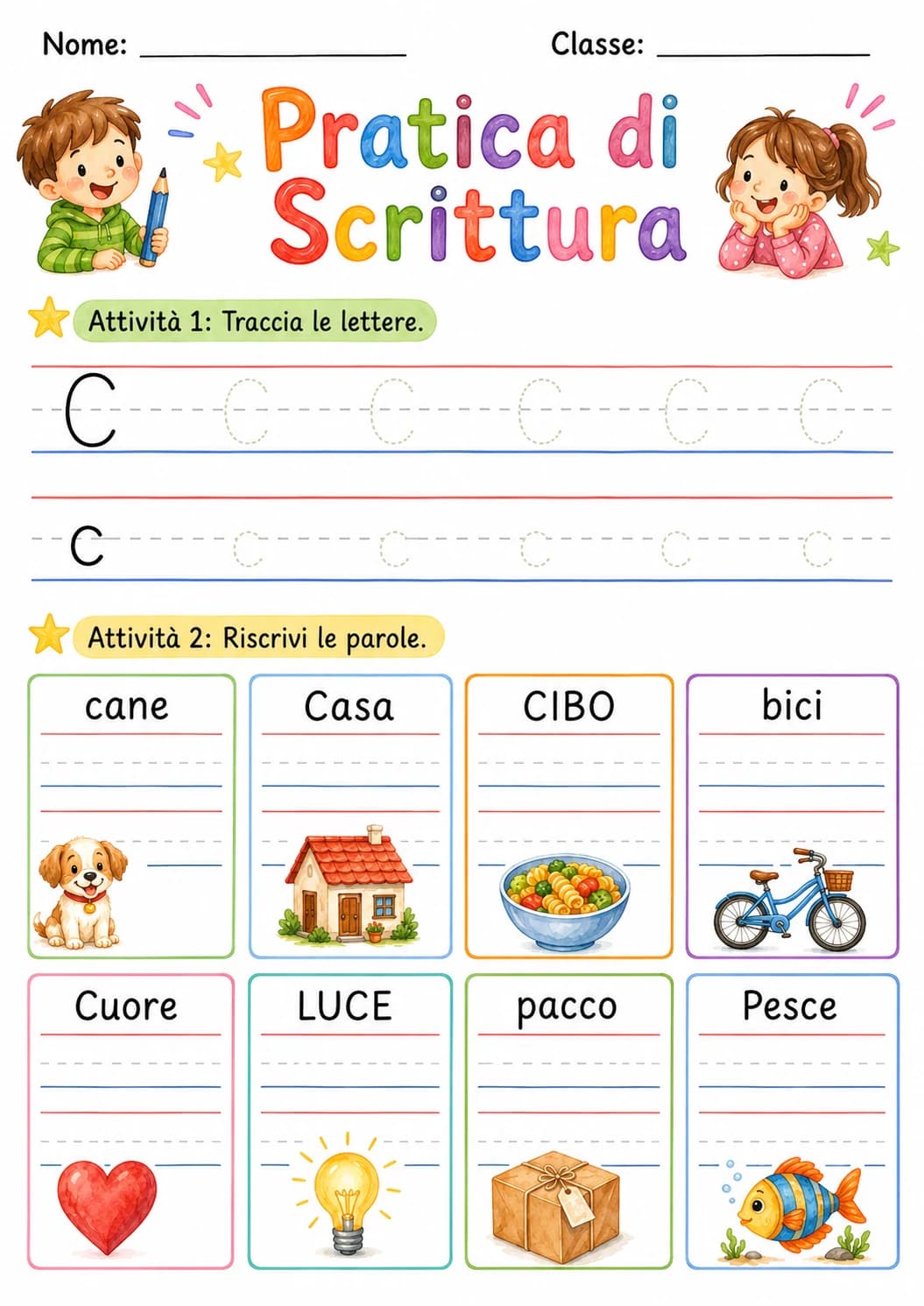 Italian Letter C Phonics Worksheets Pack page 4 printable worksheet preview