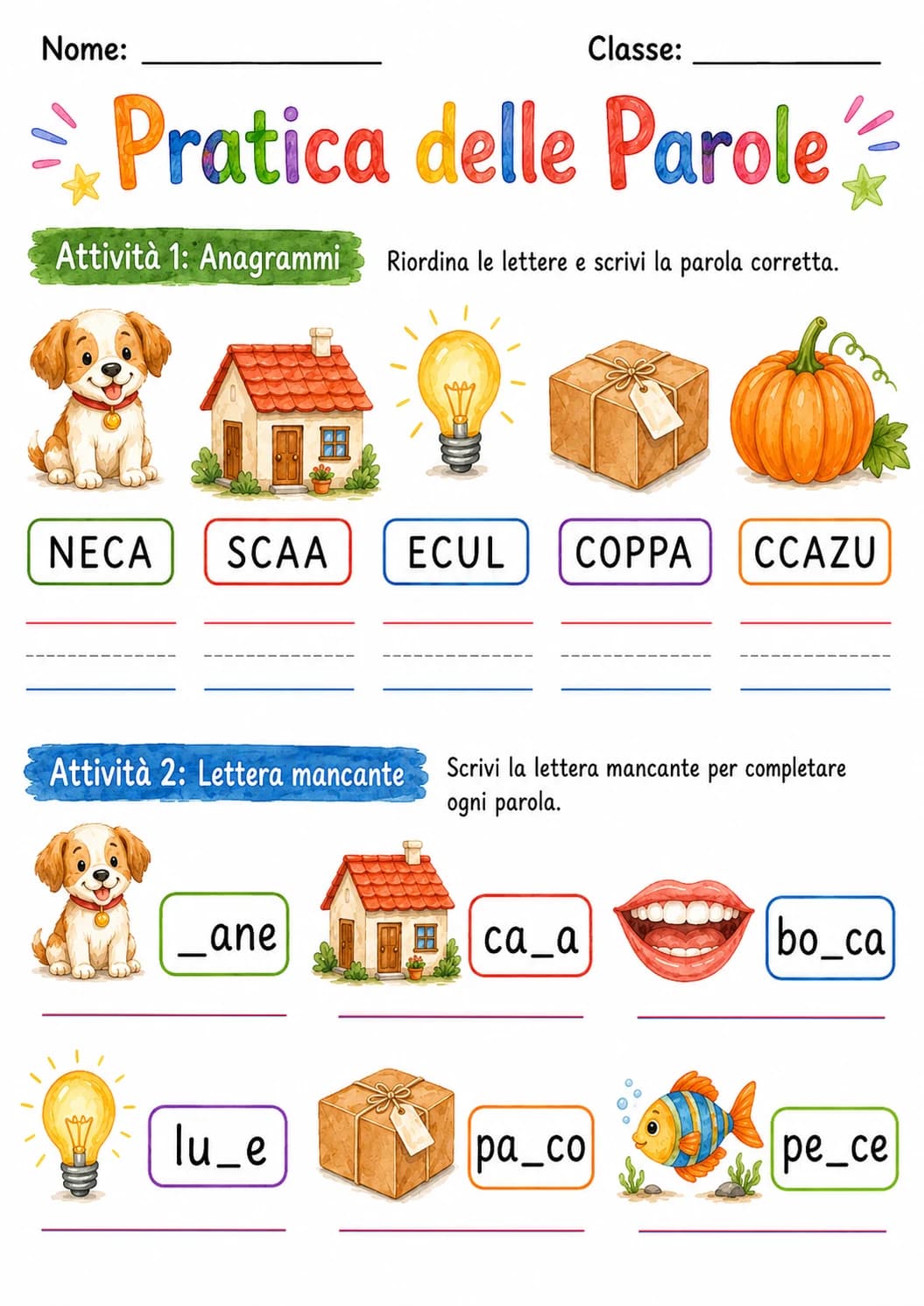 Italian Letter C Phonics Worksheets Pack page 6 printable worksheet preview