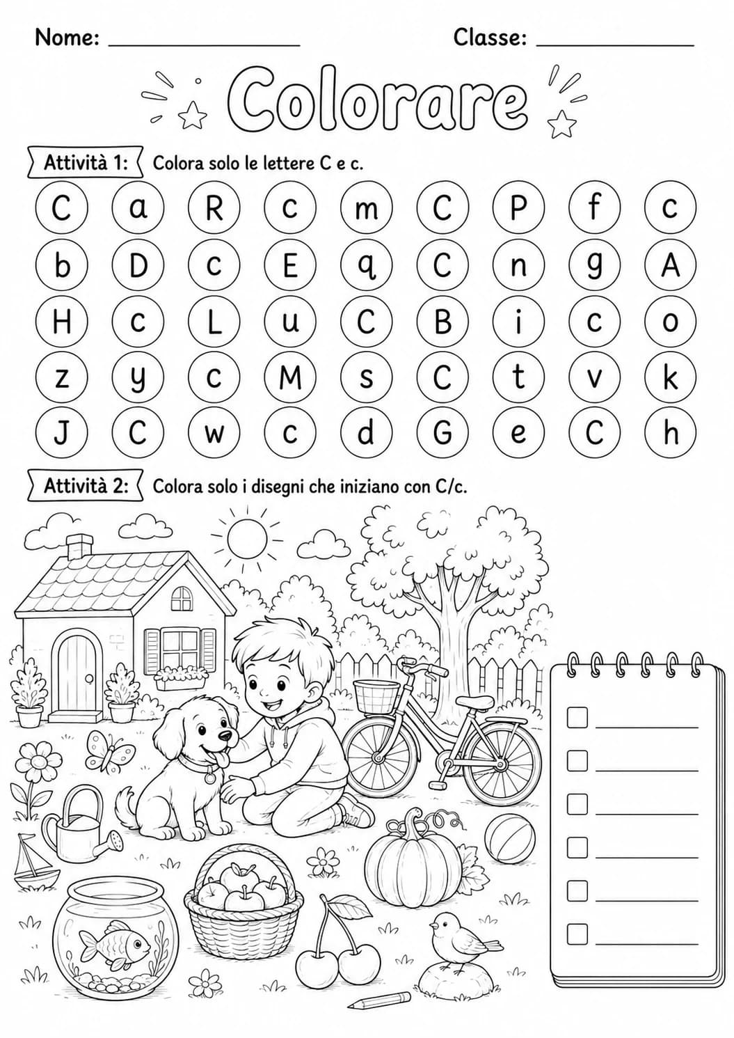 Italian Letter C Phonics Worksheets Pack page 9 printable worksheet preview