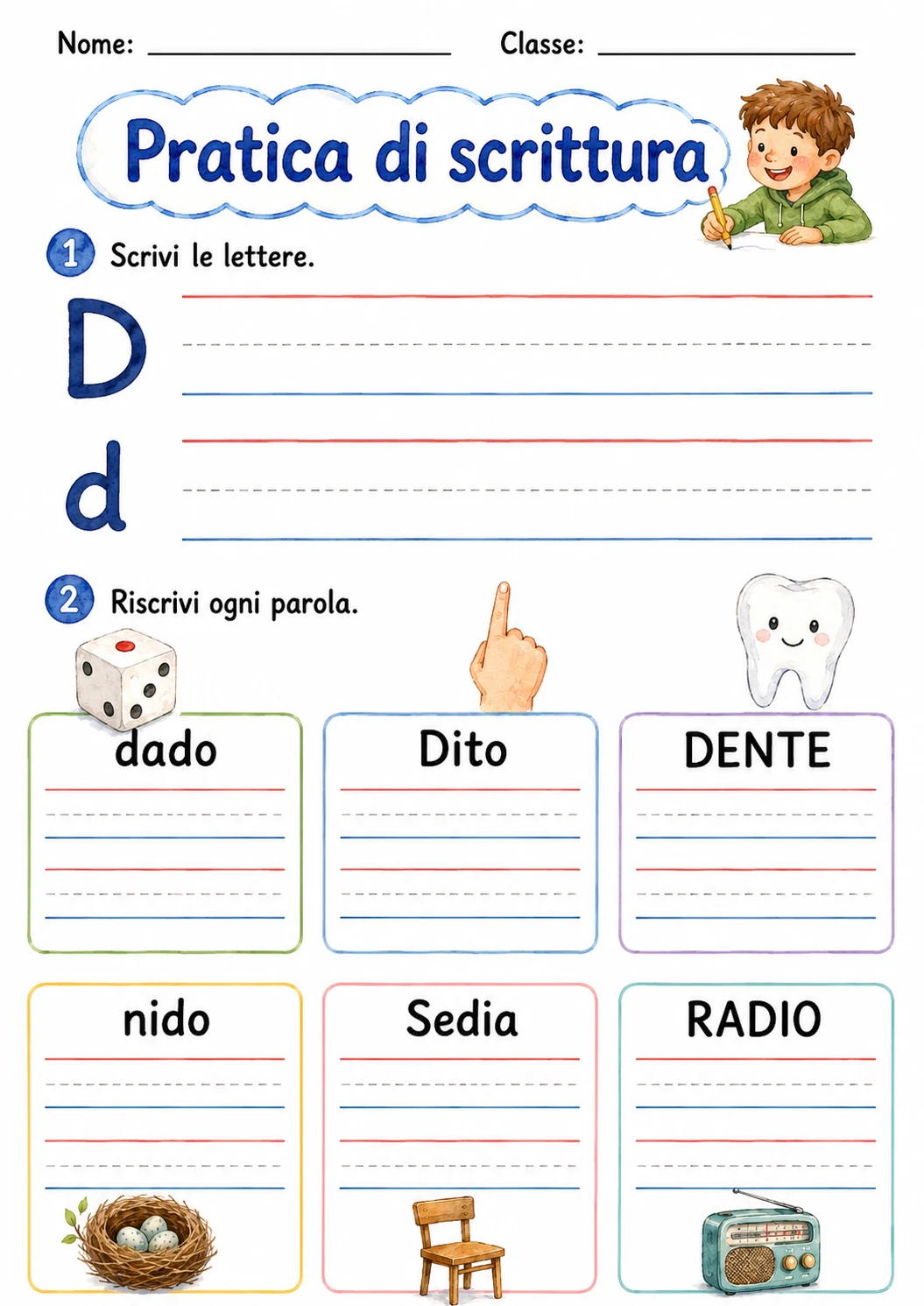 Italian Letter D Phonics Worksheets Pack page 4 printable worksheet preview