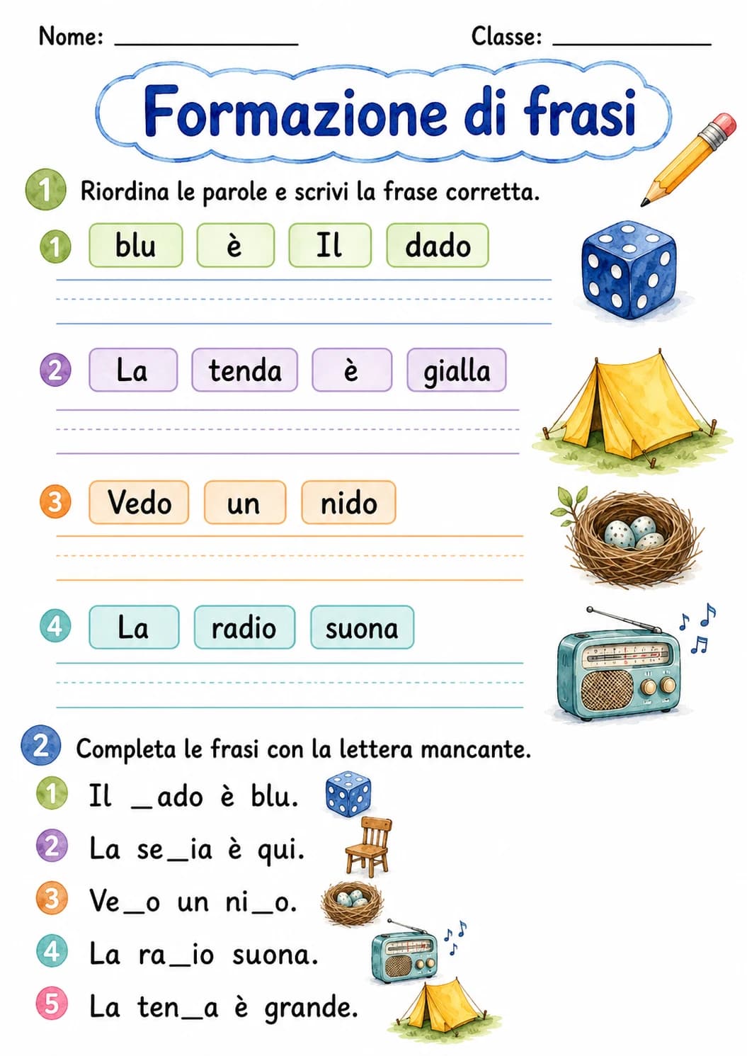 Italian Letter D Phonics Worksheets Pack page 8 printable worksheet preview