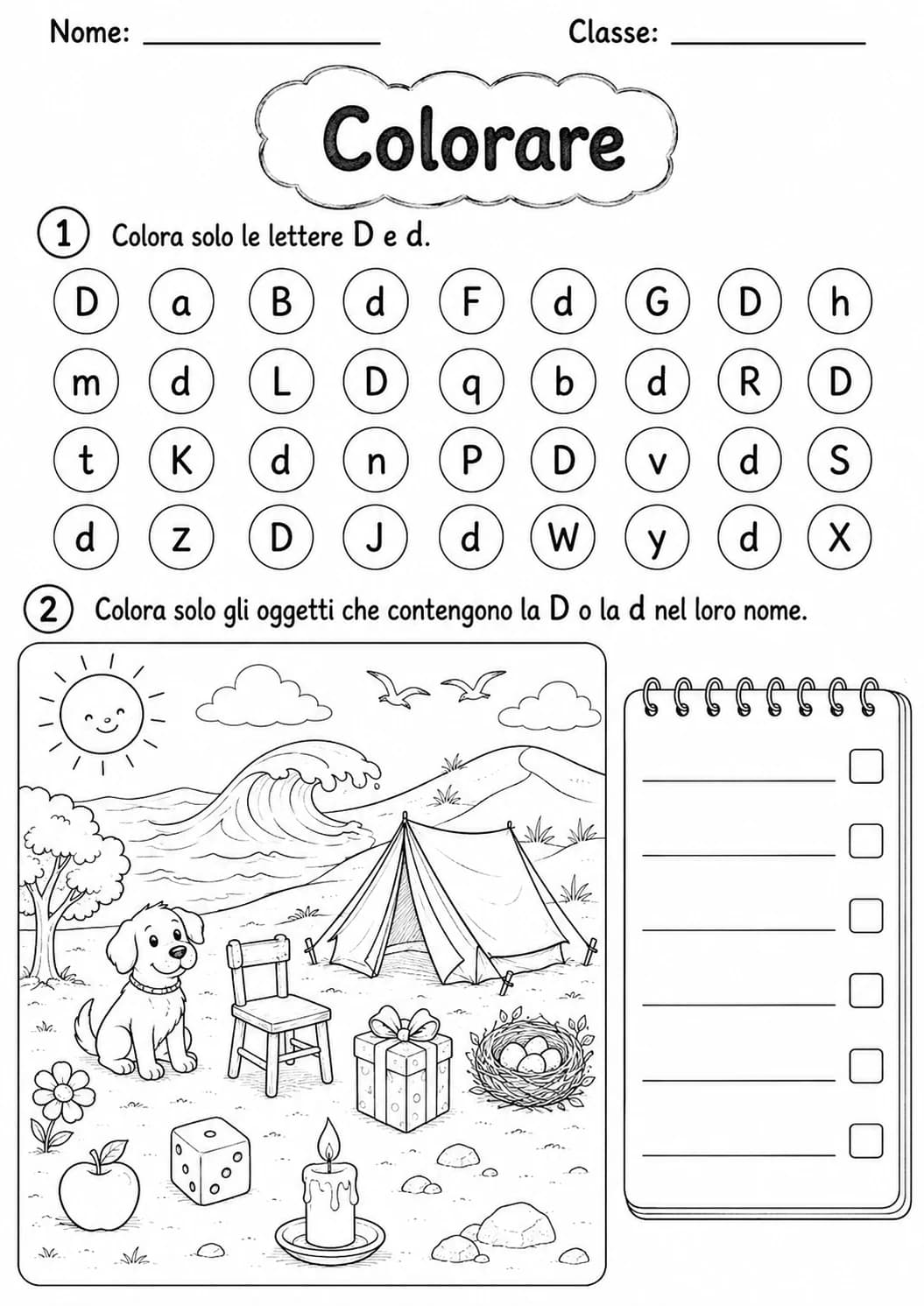 Italian Letter D Phonics Worksheets Pack page 9 printable worksheet preview