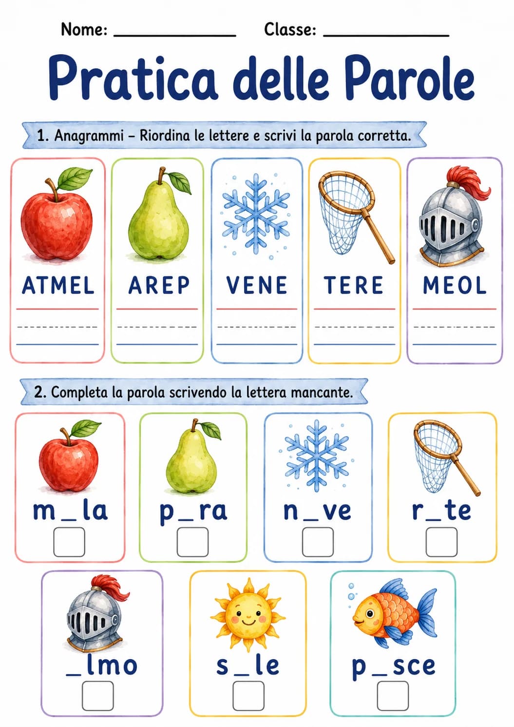 Italian Letter E Phonics Worksheets Pack page 6 printable worksheet preview