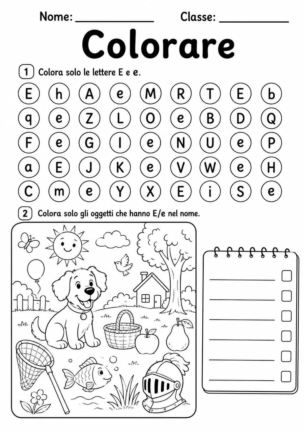 Italian Letter E Phonics Worksheets Pack page 9 printable worksheet preview