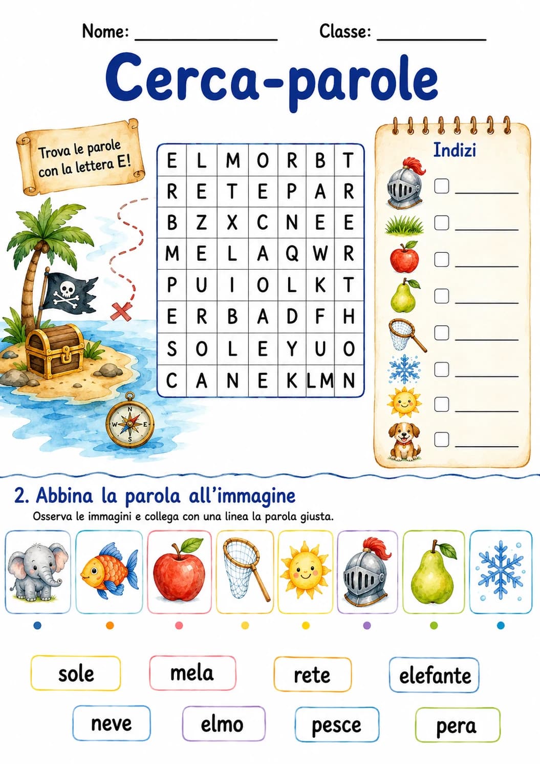 Italian Letter E Phonics Worksheets Pack page 10 printable worksheet preview