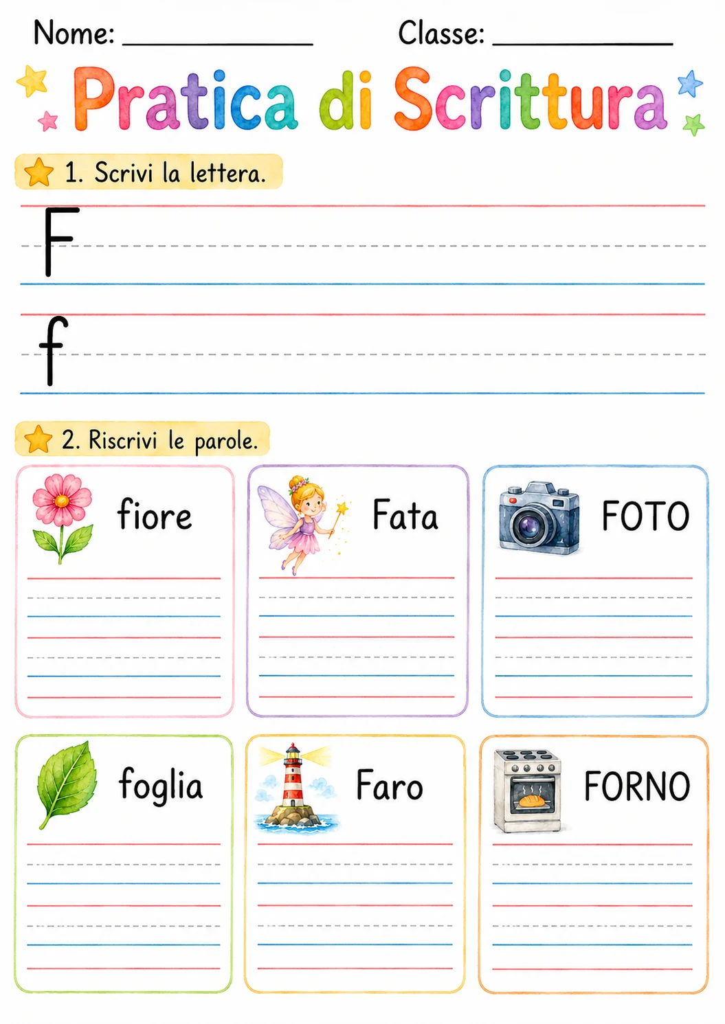 Italian Letter F Phonics Worksheets Pack page 4 printable worksheet preview