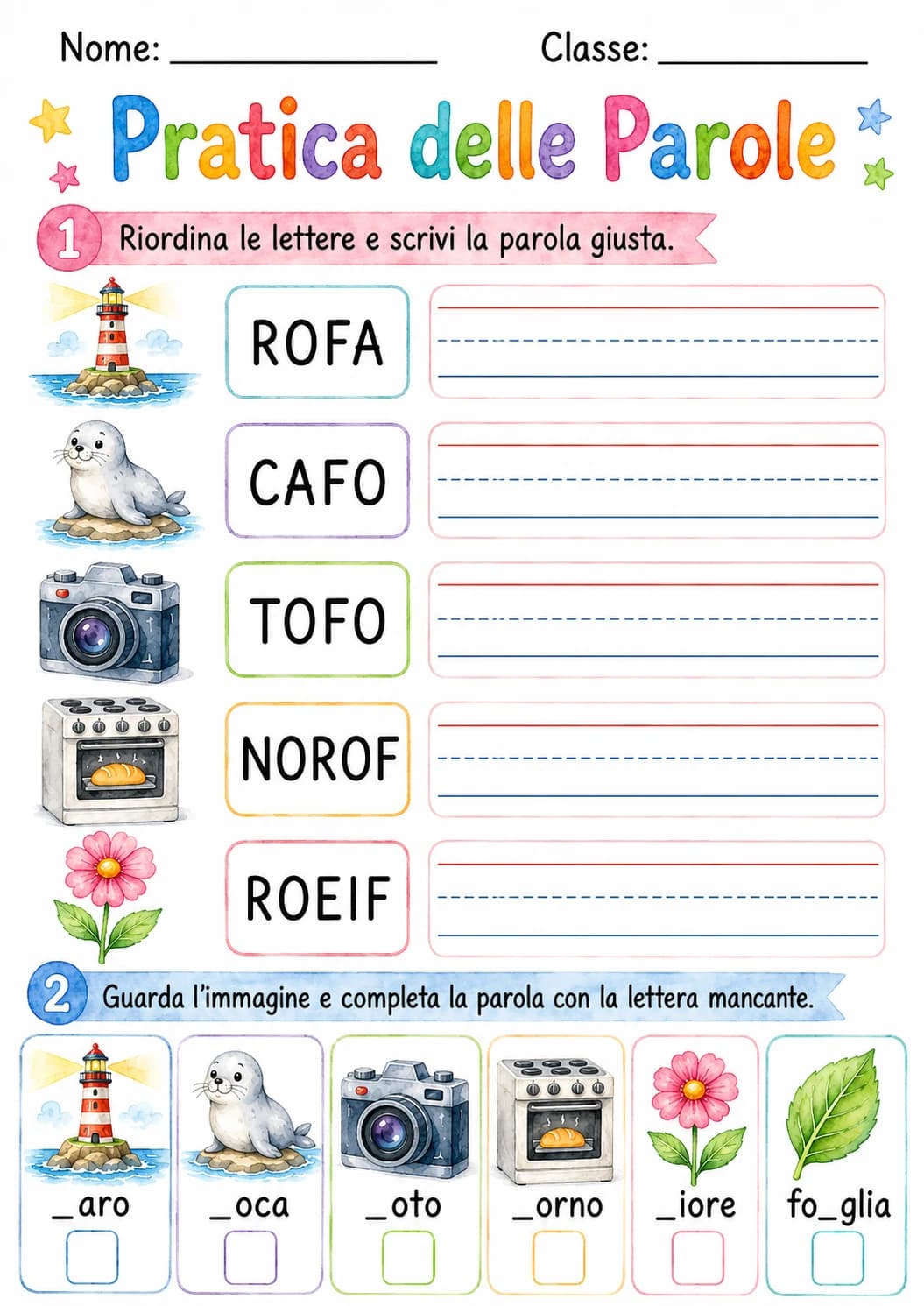 Italian Letter F Phonics Worksheets Pack page 6 printable worksheet preview