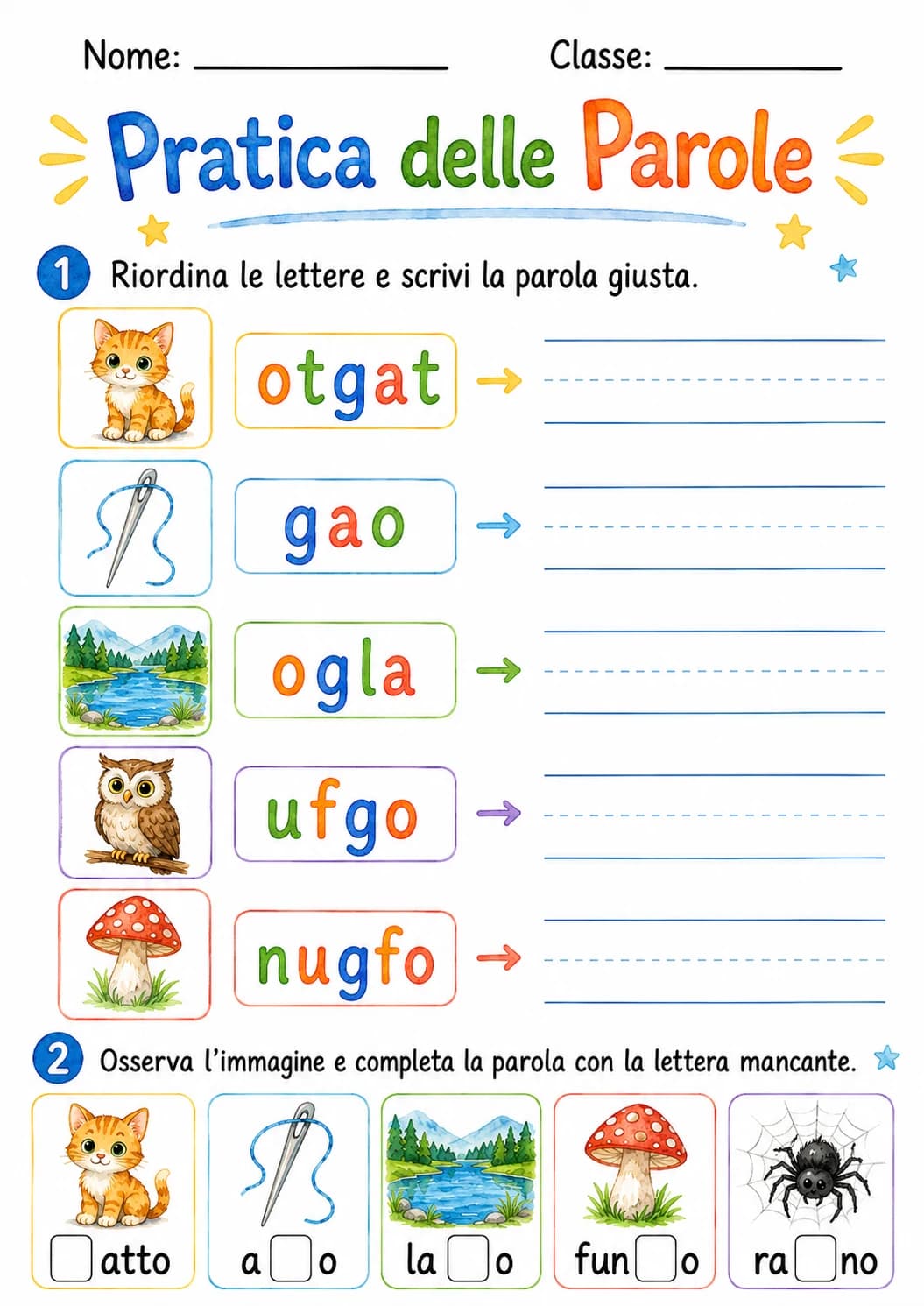 Italian Letter G Phonics Worksheets Pack page 6 printable worksheet preview