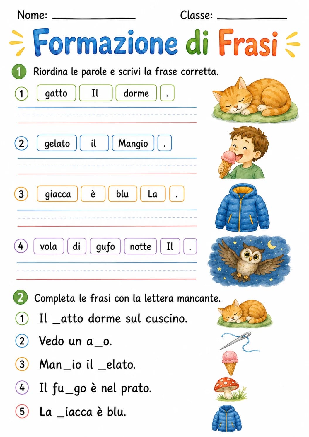 Italian Letter G Phonics Worksheets Pack page 8 printable worksheet preview