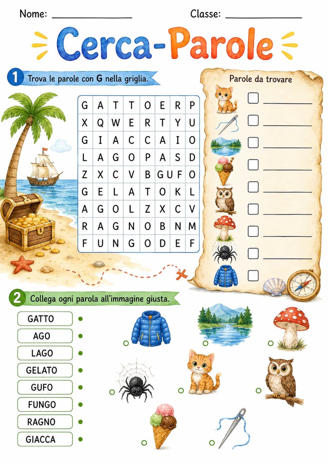 Italian Letter G Phonics Worksheets Pack page 10 printable worksheet preview
