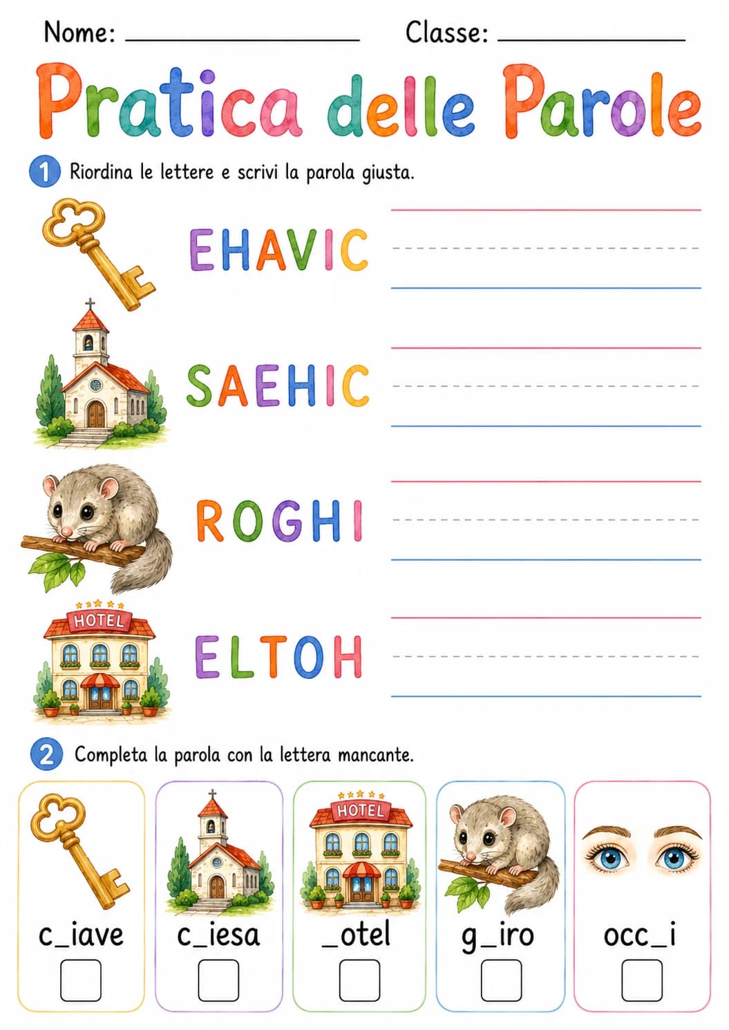 Italian Letter H Phonics Worksheets Pack page 6 printable worksheet preview