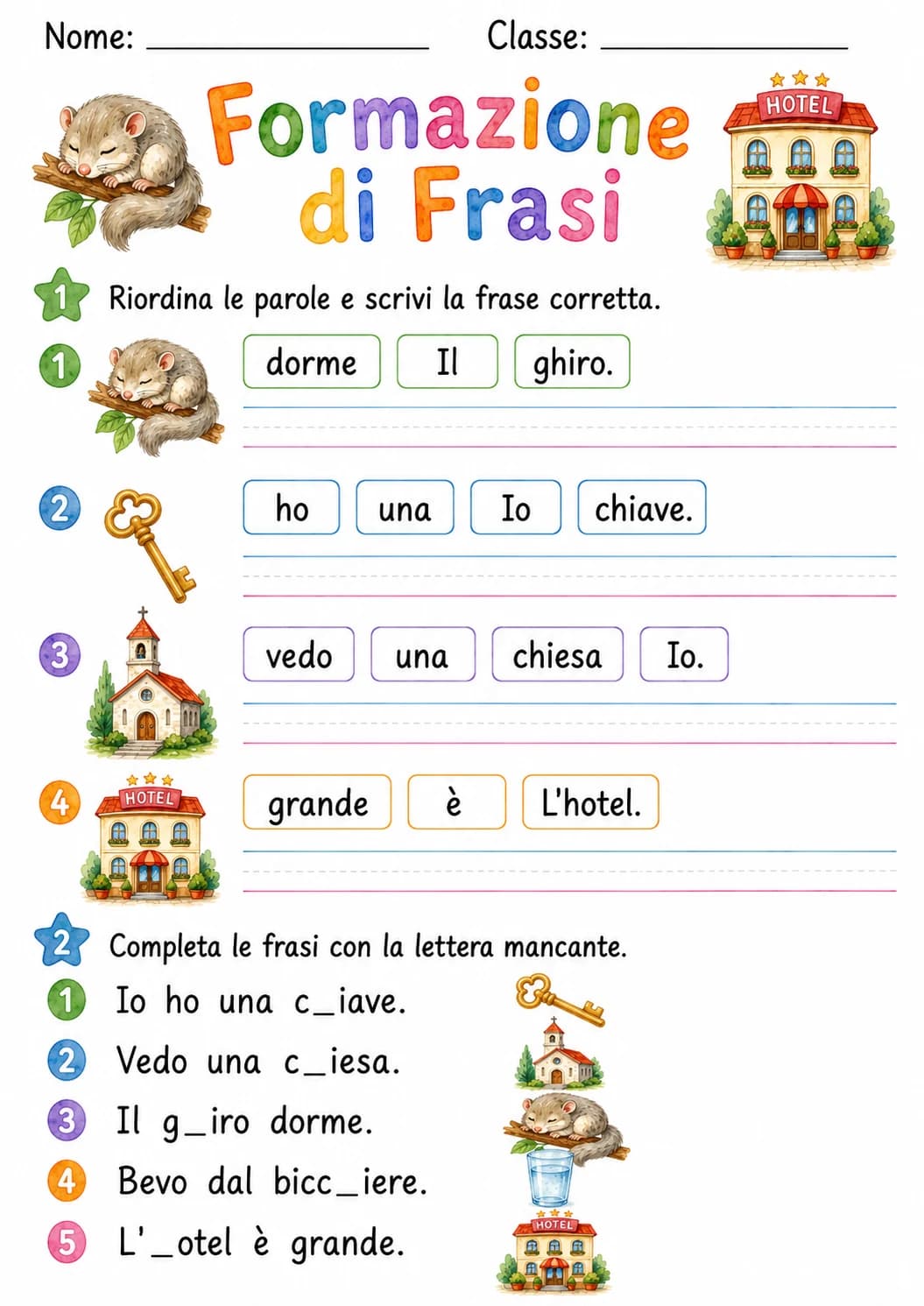 Italian Letter H Phonics Worksheets Pack page 8 printable worksheet preview