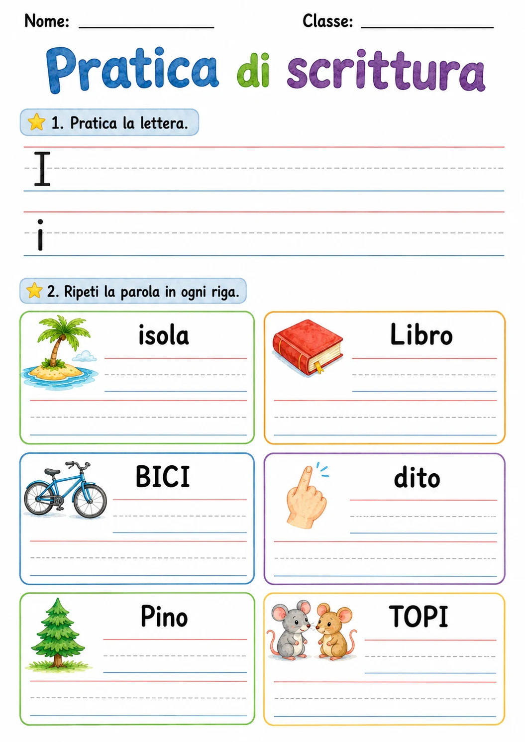 Italian Letter I Phonics Worksheets Pack page 4 printable worksheet preview