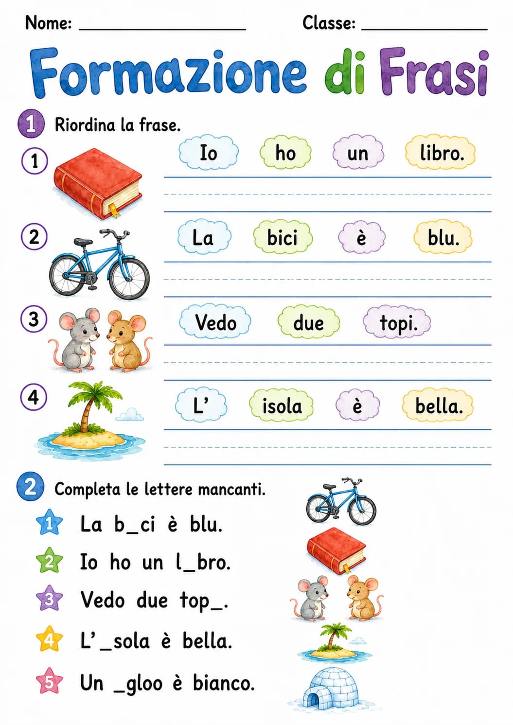 Italian Letter I Phonics Worksheets Pack page 8 printable worksheet preview