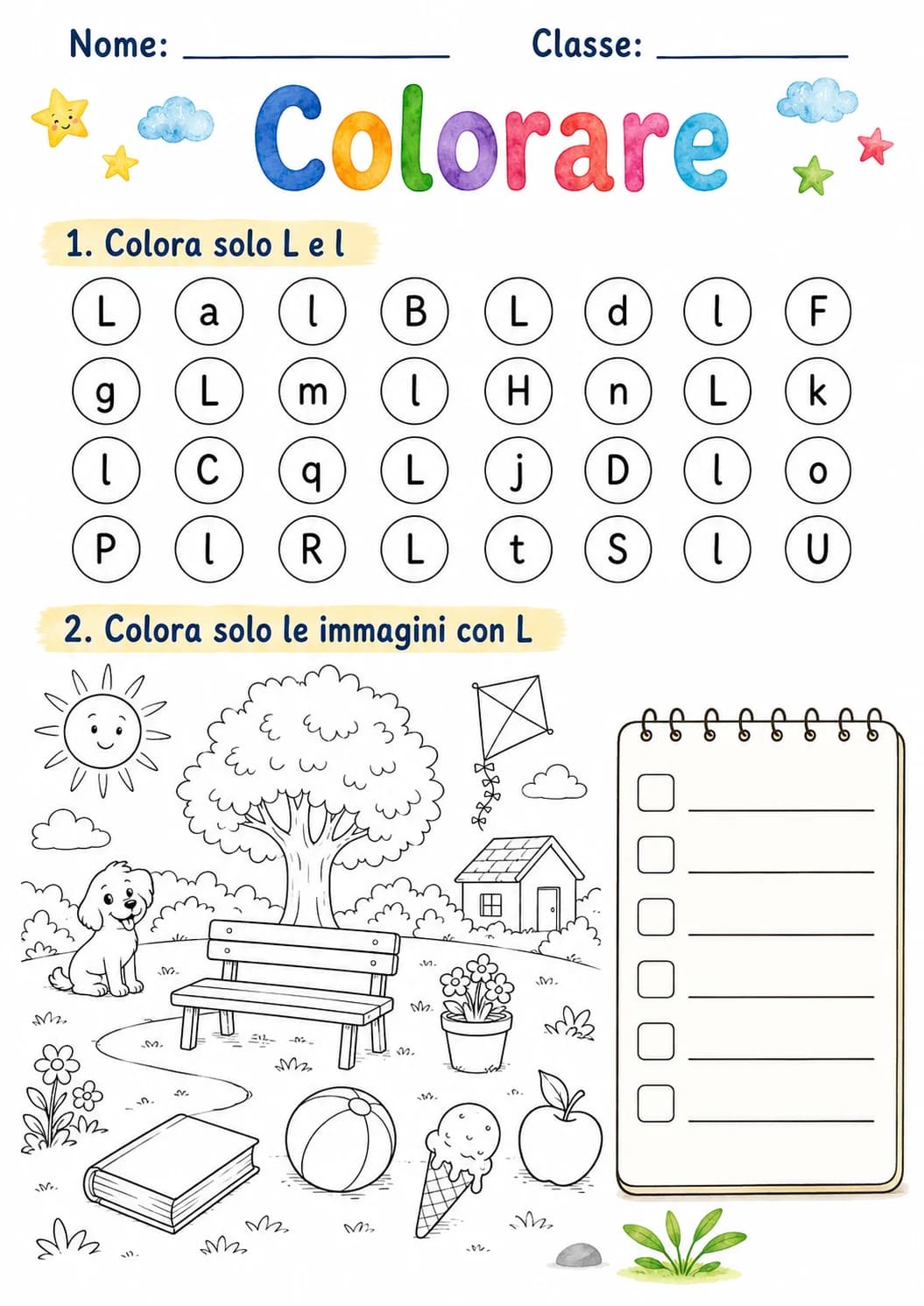 Italian Letter L Phonics Worksheets Pack page 9 printable worksheet preview