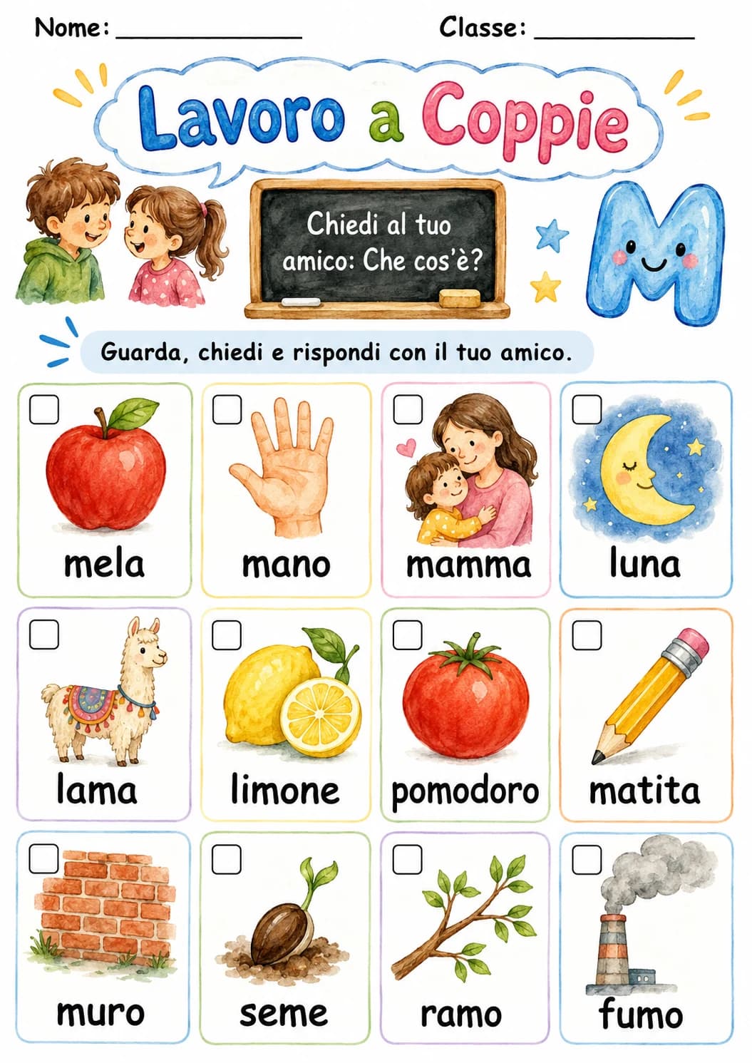Italian Letter M Phonics Worksheets Pack page 3 printable worksheet preview