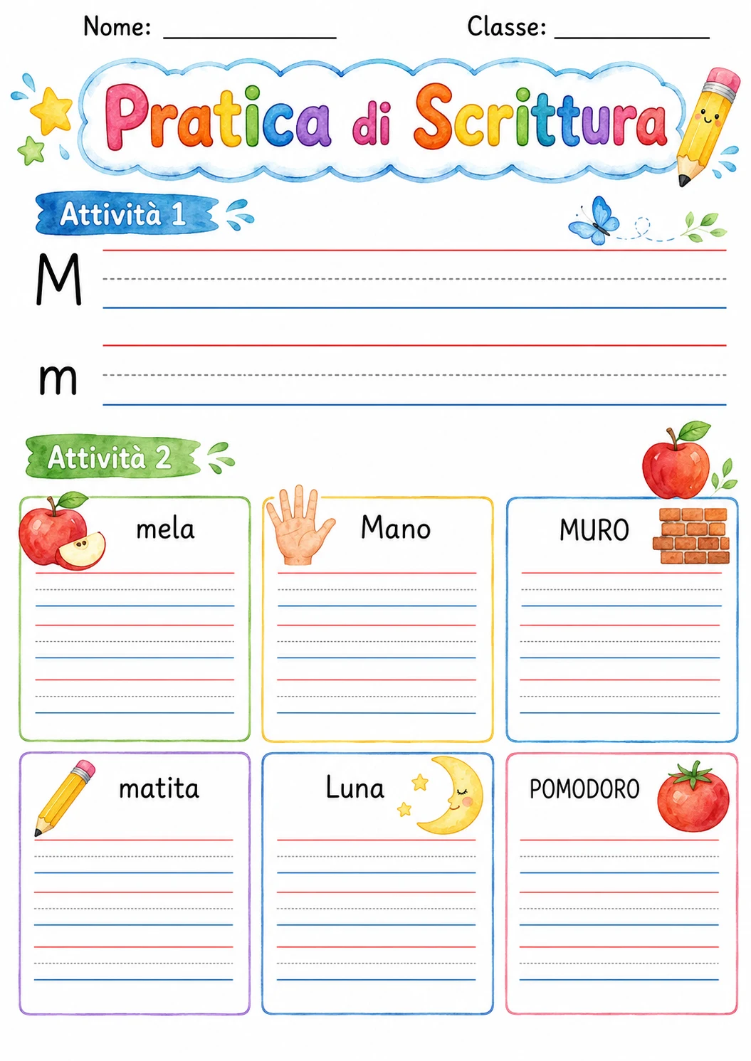 Italian Letter M Phonics Worksheets Pack page 4 printable worksheet preview