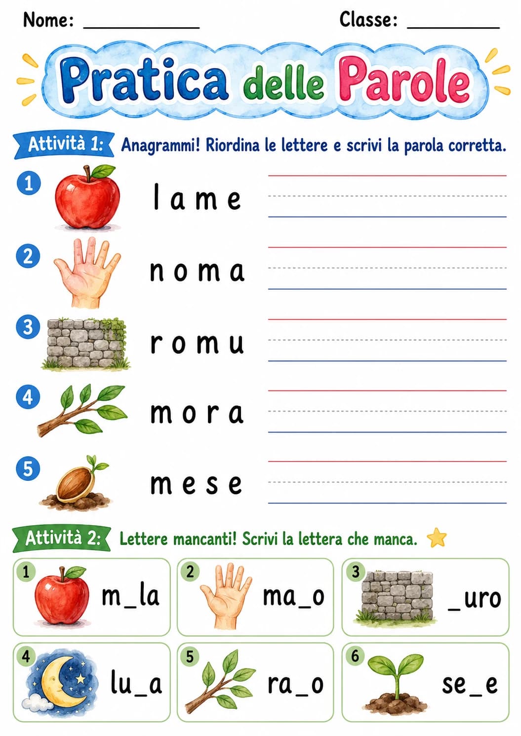Italian Letter M Phonics Worksheets Pack page 6 printable worksheet preview